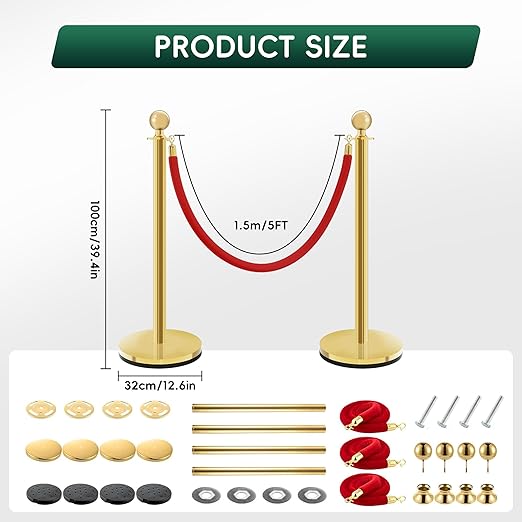 Gold Stanchions with Red Velvet Ropes - Image 2