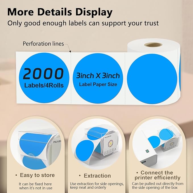 3 X 3 Inch Round Thermal Labels Circle Color Coding Labels Printable Waterproof - Image 4