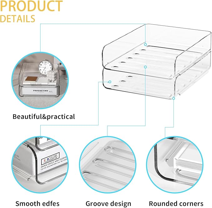 2-Tier Acrylic Paper Tray Organizer - Image 3