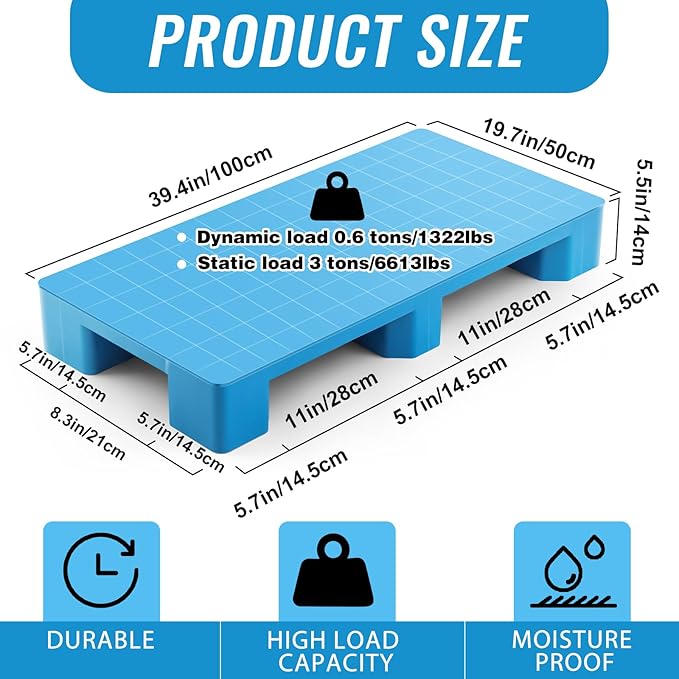2 Pcs Plastic Pallet for Basement Storage Easy Stack Lightweight Floor Pallet - Image 2