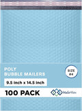 Light Blue Large Poly Bubble Mailers 9.5x14.5 inch #4 | Self Seal Padded by MAILERVIEW