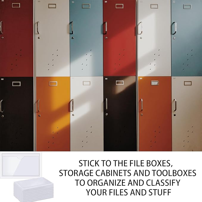 60pcs Self-Adhesive Label Holder, Waterproof Clear Adhesive Label Pockets - Image 3