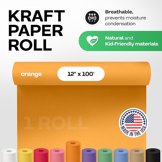12" x 1200" Orange Kraft Paper Roll - Image 2