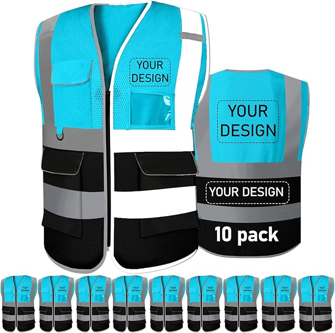 BeautyWill 10/20 Pack Custom Logo Safety Vest, Bulk High Visibility Class 2 by BeautyWill