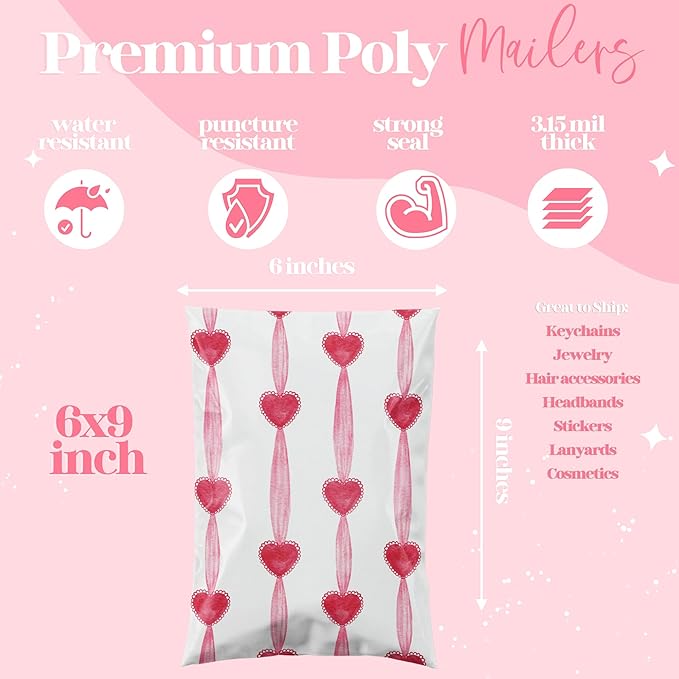 6x9 Designer Poly Mailer 100 Pack Heavy Duty Waterproof Self Seal Shipping Bags - Image 2