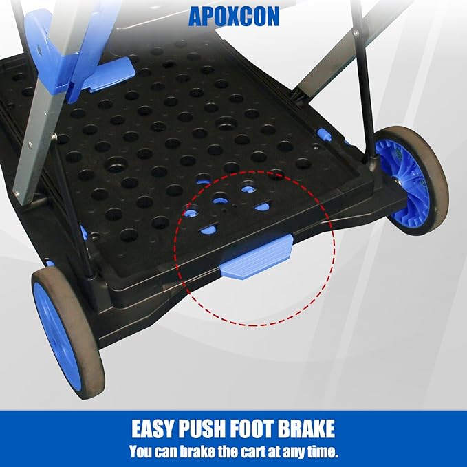 Collapsible Shopping Cart with 2 Storage Crates 2-Tier Portable Utility Cart - Image 4