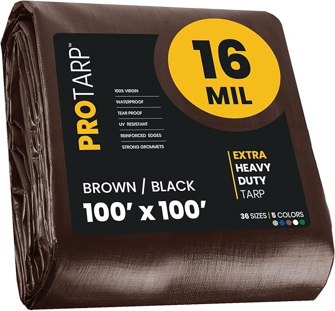 PROTARP Extra Heavy Duty 16 Mil Tarp Cover, Waterproof, UV Resistant, Rip and by Protarp