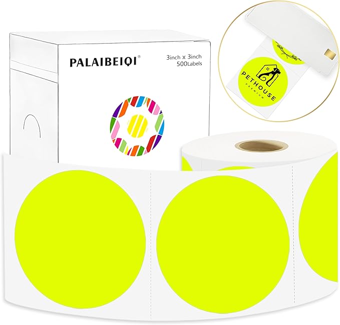 3X3Inch Round Thermal Labels Circle Color Coding Labels Printable Waterproof by Palaibeiqi