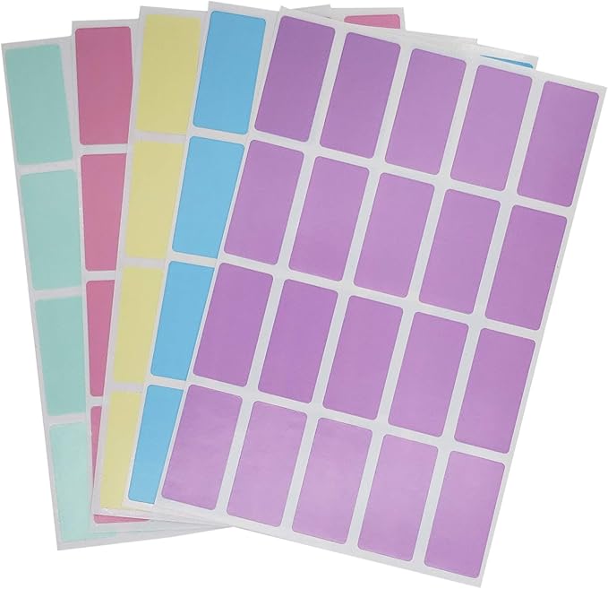 Royal Green Pastel Stickers Rectangular Color Coding Labels in 5 Pastel Colors by RoyalGreen