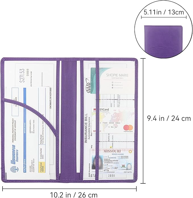 Car Registration and Insurance Holder, Premium Pu Leather Vehicle Glove Box - Image 2
