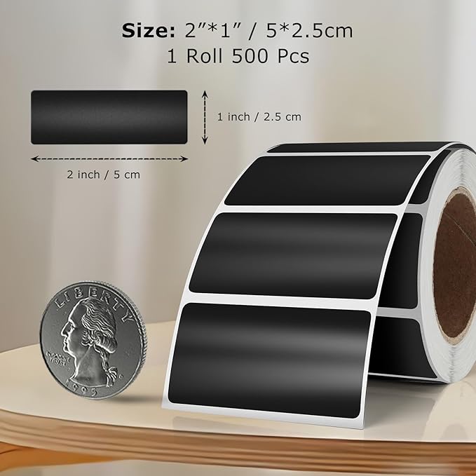 Black Color Coding Labels 1 × 2 Inches Self-Adhesive Vinyl Rectangle Stickers - Image 2