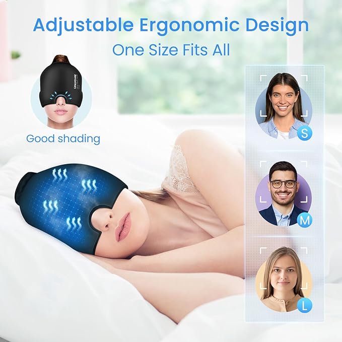 ONLYCARE Migraine Relief Cap, Upgraded Odorless Headache Relief Cap, 360° Gel - Image 4