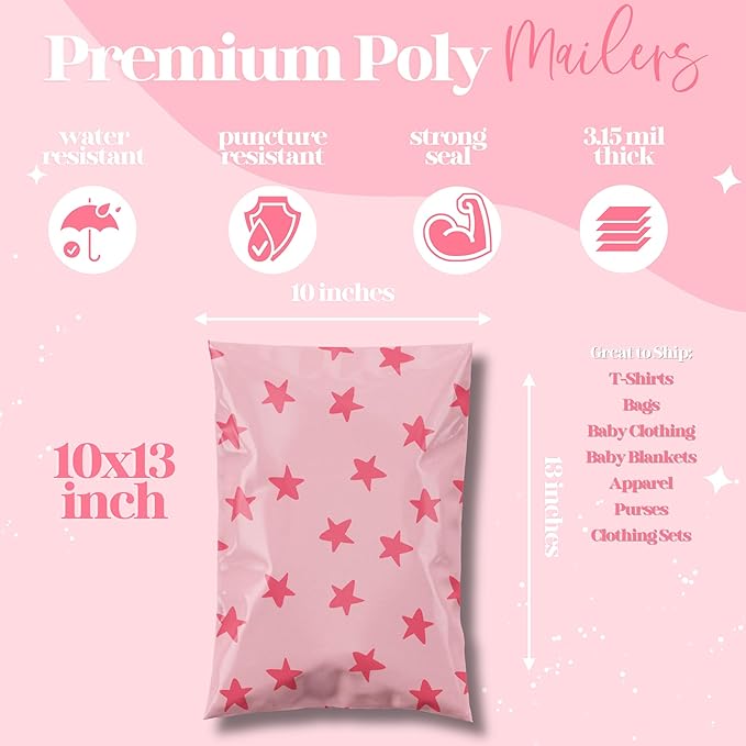 10x13 Designer Poly Mailer 100 Pack Heavy Duty Waterproof Self Seal Shipping - Image 3
