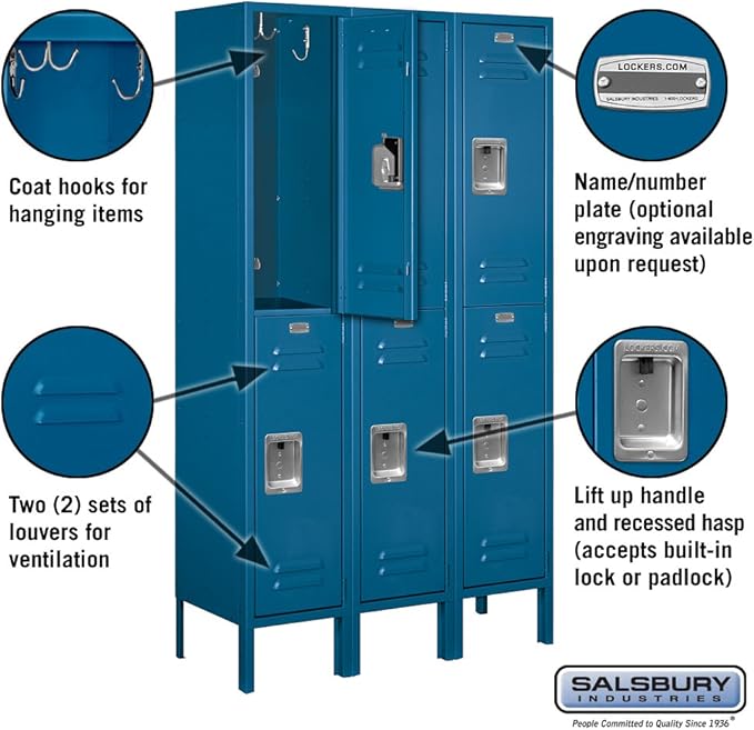 Salsbury Industries 62352BL-U Double Tier 36-Inch Wide 5-Feet High 12-Inch Deep - Image 3