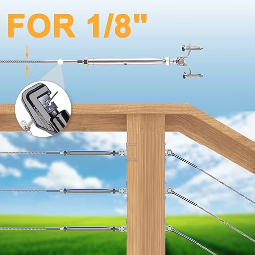 WAYSKA 36 Pairs Stainless Steel Cable Railing Kit Fit 1/8" Wire Rope, Angle - Image 3