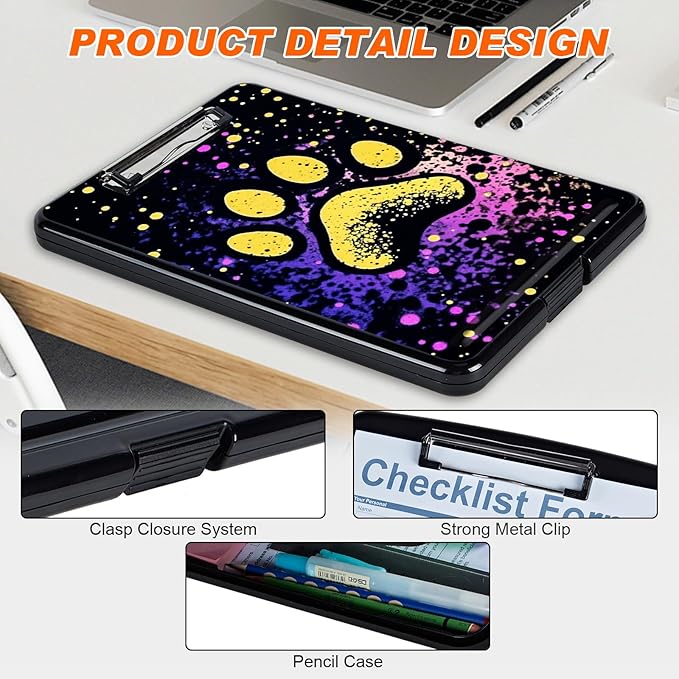 Clipboard with Storage, Hard Letter A4 Size Clip Board with Pen Holder & Paper - Image 4