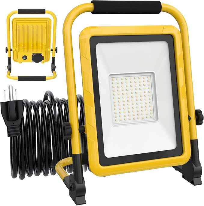 10000LM LED Work Light, 50/80W Patterns Portable Flood Light by LHOTSE