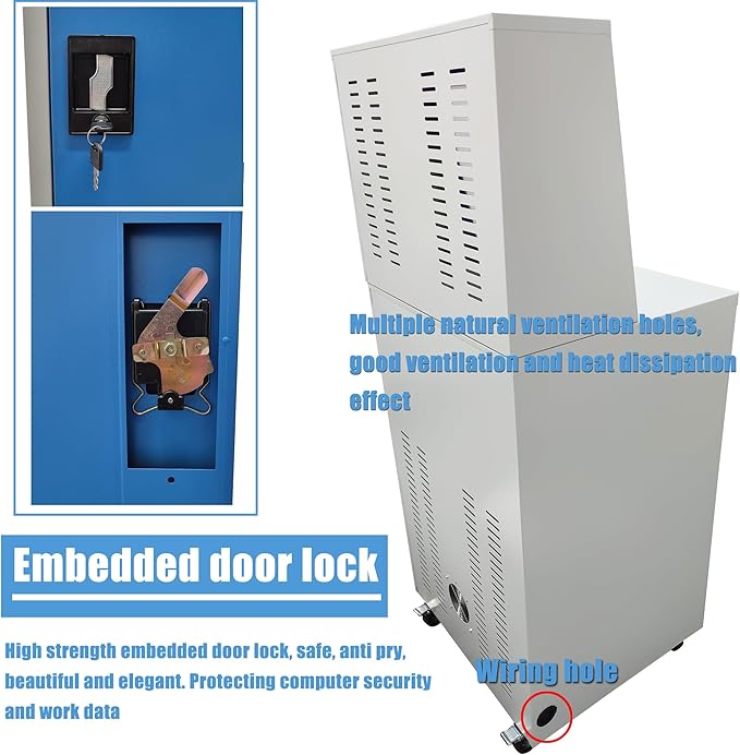 Industrial PC Enclosure Computer Security Cabinet Lockable Detachable Steel - Image 7
