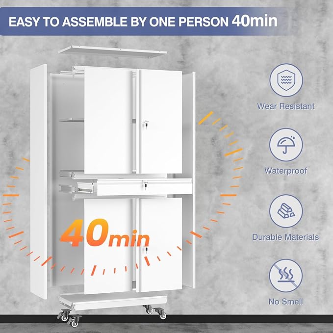 73" Metal Garage Storage Cabinet - Image 7