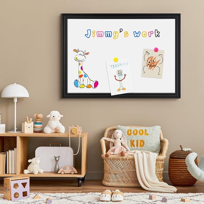 4 THOUGHT Dry Erase Board, 18 x 24 in Magnetic Whiteboard Black Vintage Wood - Image 8