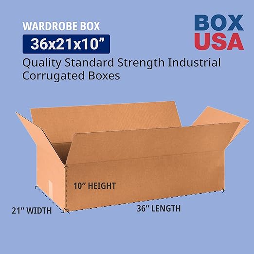 Box USA Wardrobe Moving Boxes Flat 36"L x 21"W x 10"H 10-Pack - Image 3