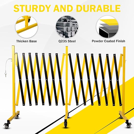23FT Traffic Barricade with Casters, Metal Expandable Barricade, Folding - Image 4
