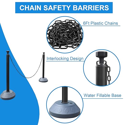 OrangeStar 6 Packs Traffic Delineator Post Cones, Expandable 40” Chain Safety - Image 2