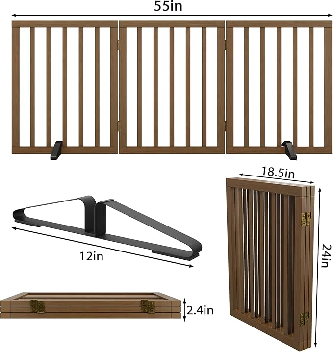 Dog Gate for Stairs, Foldable Dog Gate for Indoor Doorways House, Freestanding - Image 6
