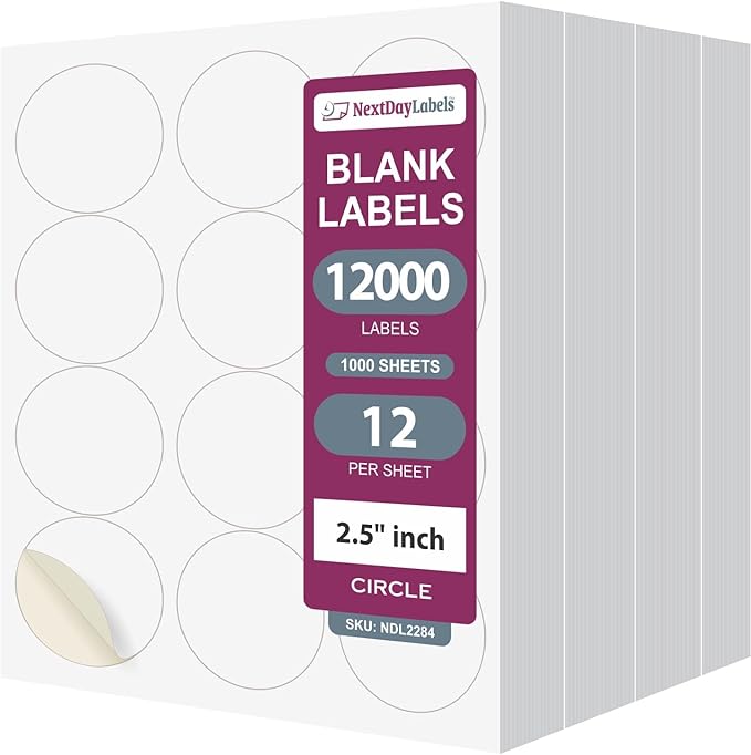 NextDayLabels 2.5 Inch Round Stickers by NextDayLabels