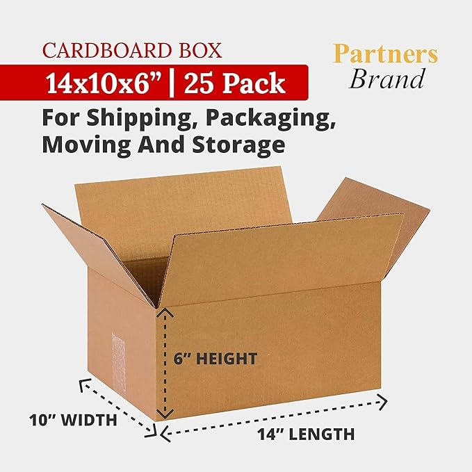 Partners Brand 14x10x6 Corrugated Cardboard Boxes - Image 2