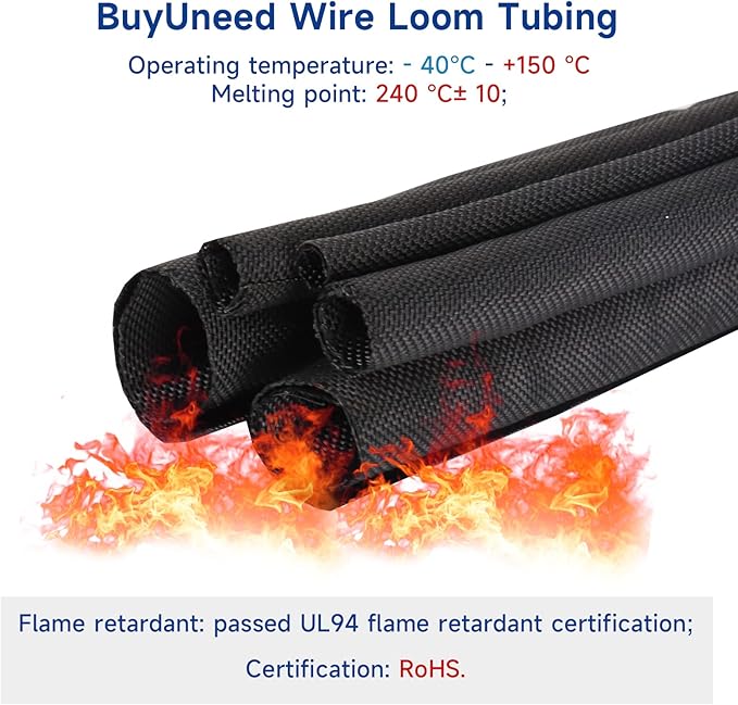 Black Braided Cable Management Sleeves Wire Loom Tubing Cord Protector - Image 7