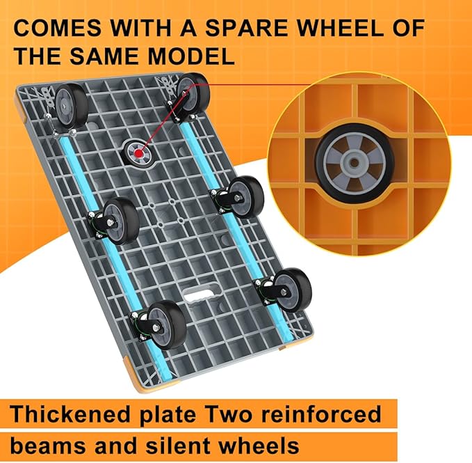 WUD Push Cart, Folding Mobile Platform Trolley, Thickened and Reinforced - Image 2