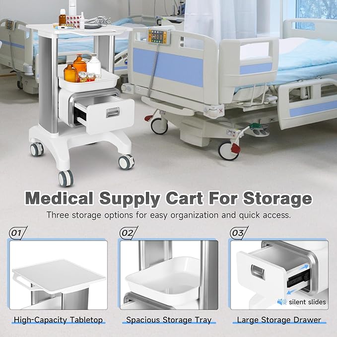 Medical Trolley Mobile Ultrasound Cart 135 LBS Load Professional Portable - Image 4