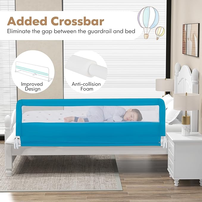 BABY JOY Bed Rails for Toddlers, Upgraded Swing Down Bed Guard w/Safety Strap - Image 6