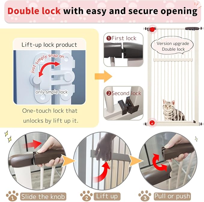Lumizone Extra Tall Pet Gate 55.12" High Pressure Mounted 38.39"-42.51" Extra - Image 8