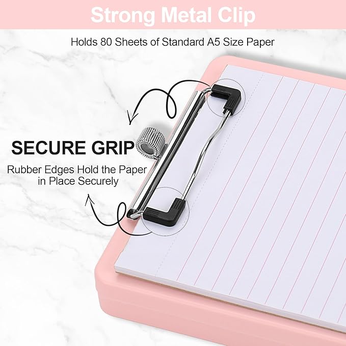 Small Clipboard with Storage, A5 Clipboards with Pen Holder, Half Letter Clip - Image 4