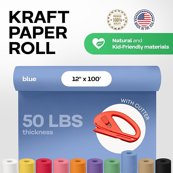 Blue Kraft Paper Roll 12" x 1200" - Image 2