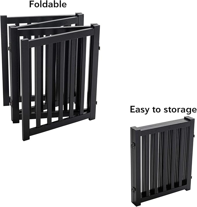 LZRS 4-Panel Wooden Free Standing Foldable Dog Gate Indoor – 24" High, Extra - Image 4