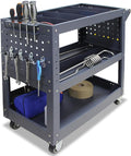 3 Tier Rolling Tool Cart with 6 Dividers, Mesh Panels & Screwdriver Shelf by TooCust