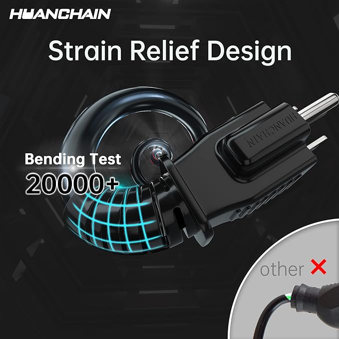 HUANCHAIN Indoor Outdoor Black Extension Cord 25 ft Waterproof, 16/3 Gauge - Image 2