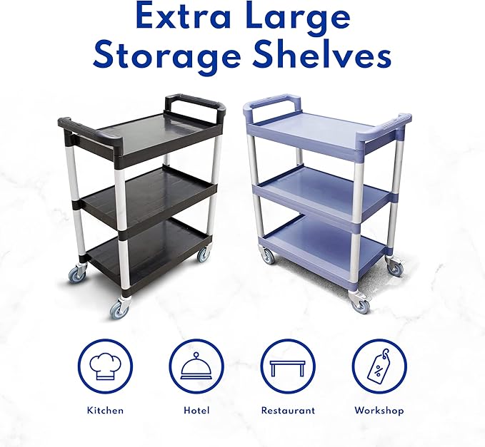 New Star Foodservice 54545 250-Pound Plastic 3-Tier Utility Bus Cart - Image 9