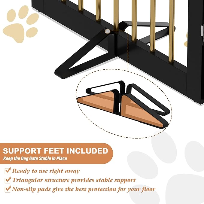 Freestanding Pet Gate for Dogs, Foldable Wooden Dog Gate for House, Indoor Dog - Image 3