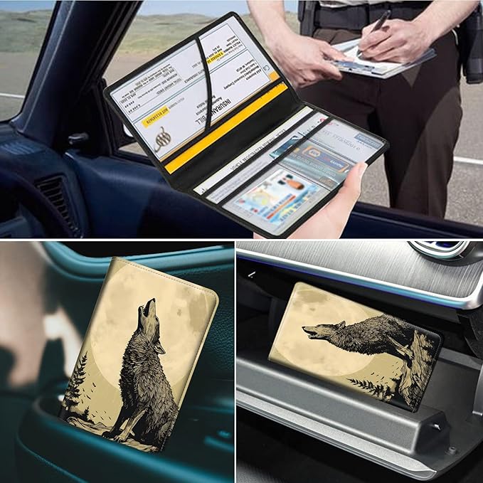 Car Registration and Insurance Holder, Leather Car Glove Box Organizer - Image 7