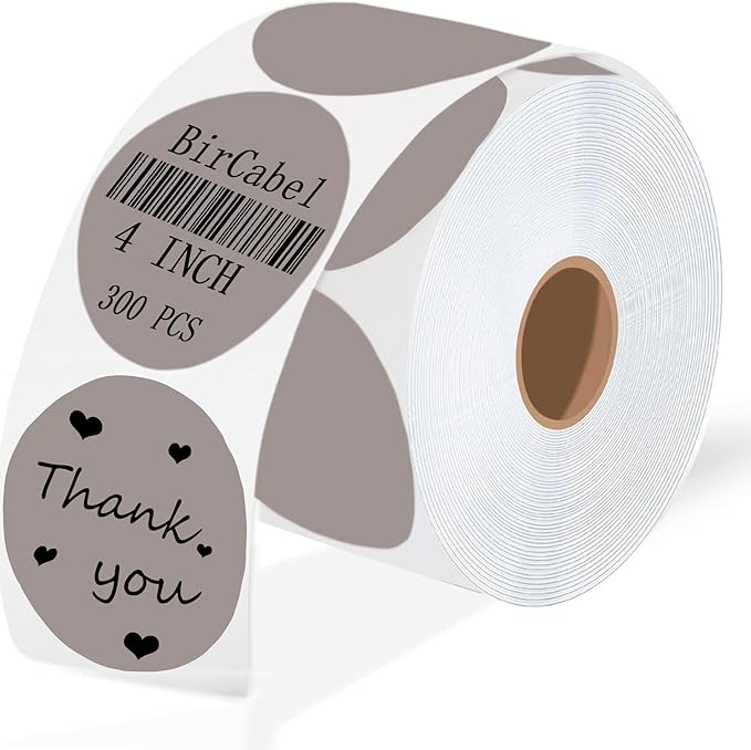 4 Inch Large Gray Circle Thermal Labels, Self-Adhesive Round Inventory Stickers by BriCabel