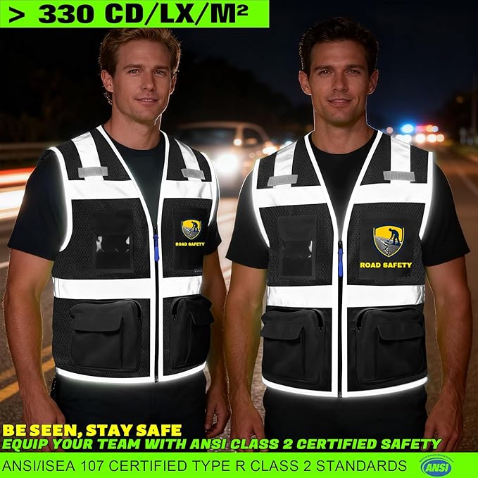 BeautyWill Custom Logo Safety Vest Class 2 High Visibility Reflective Vest - Image 2