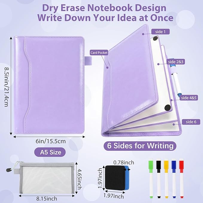 Feifeiya 6 Sides Whiteboard Notebook Portable Whiteboard Dry Erase Notebook - Image 2
