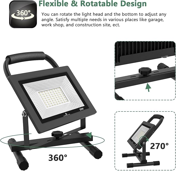 GLORIOUS-LITE 50W LED Work Light, 5000LM LED Flood Lights, 400W Equivalent - Image 6