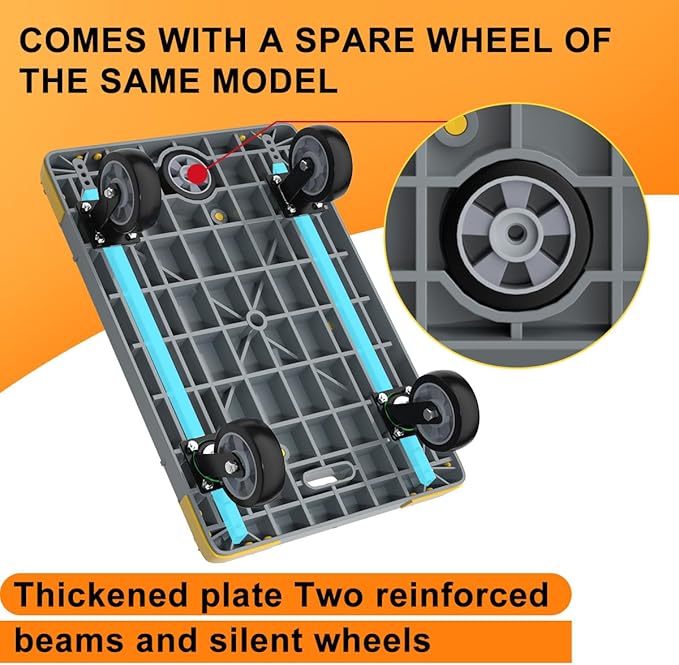 WUD Push Cart, Folding Mobile Platform Trolley, Thickened and Reinforced - Image 2