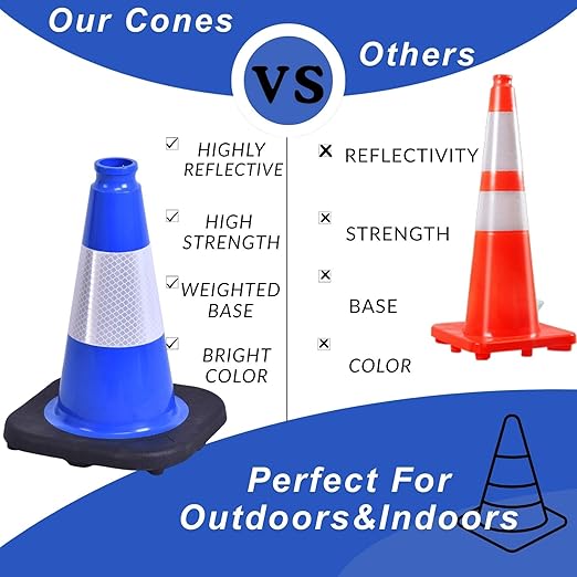 BESEA 4Pack 12 Inch Yellow Traffic Cones - Image 8