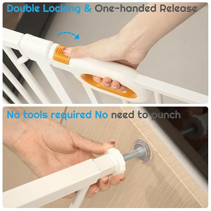 owlie Small Narrow Baby Gate for Stairs Doorways Hallways 23.6-27.6 Inch Wide - Image 5